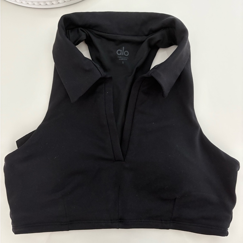 ALO Yoga Black Charmed Collar Bra Tank